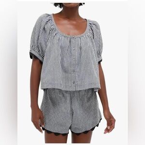 Black and White Gingham Top and Shorts Set Medium